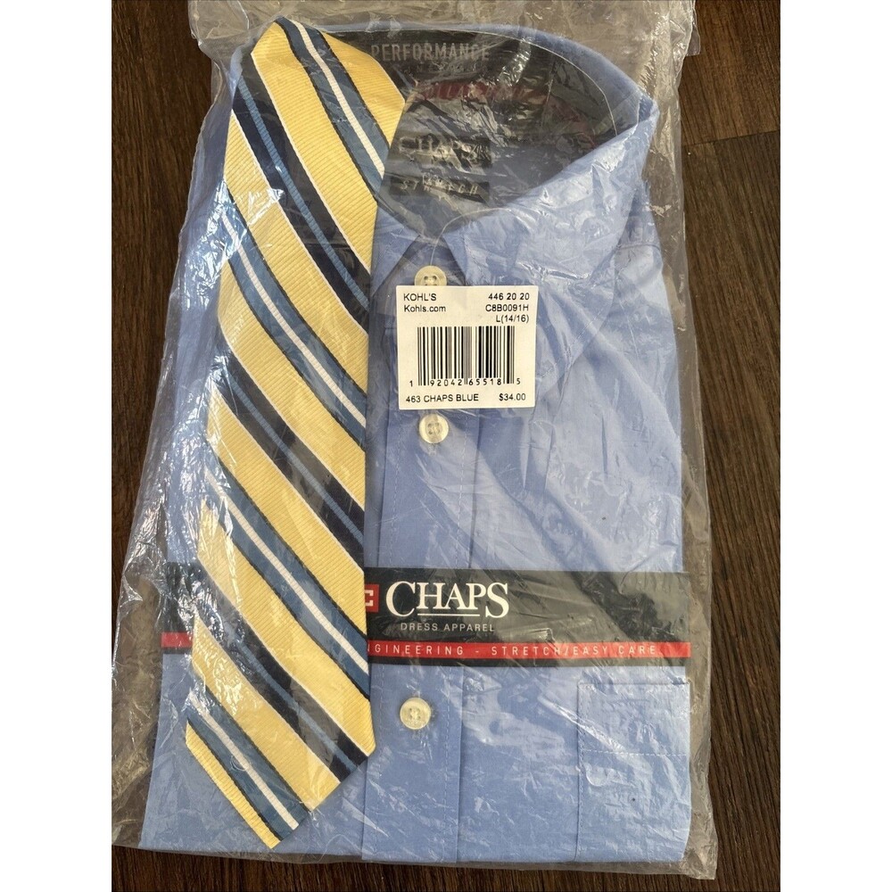 Polo Chaps Youth Dress Shirt Tie Holiday Stretch Collar Long Sleeve NWT sz14/16